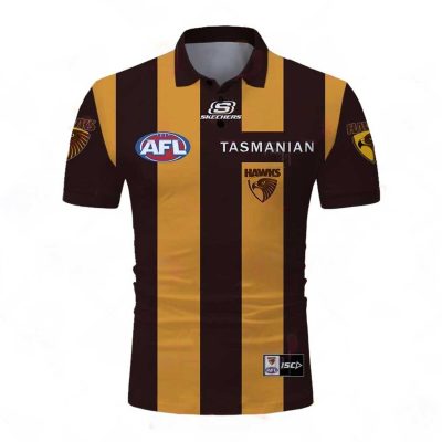 AFL Hawthorn Hawks Custom Name Number 2023 Home Guernsey Polo Shirt