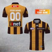 Afl Hawthorn Hawks Custom Name Number 2023 Home Guernsey Polo Shirt Front Back.jpg - demo10