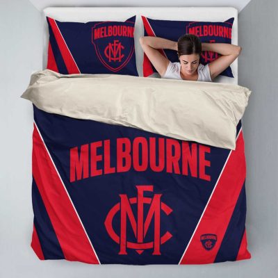 AFL Melbourne Demons Red Navy Stripes  Bedding Set