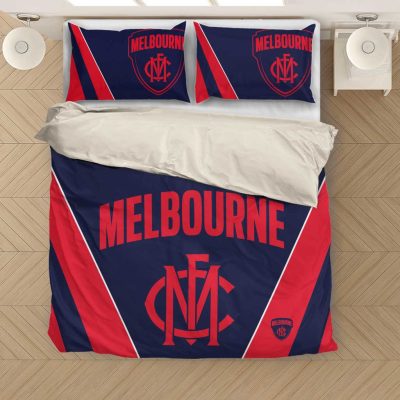 AFL Melbourne Demons Red Navy Stripes  Bedding Set
