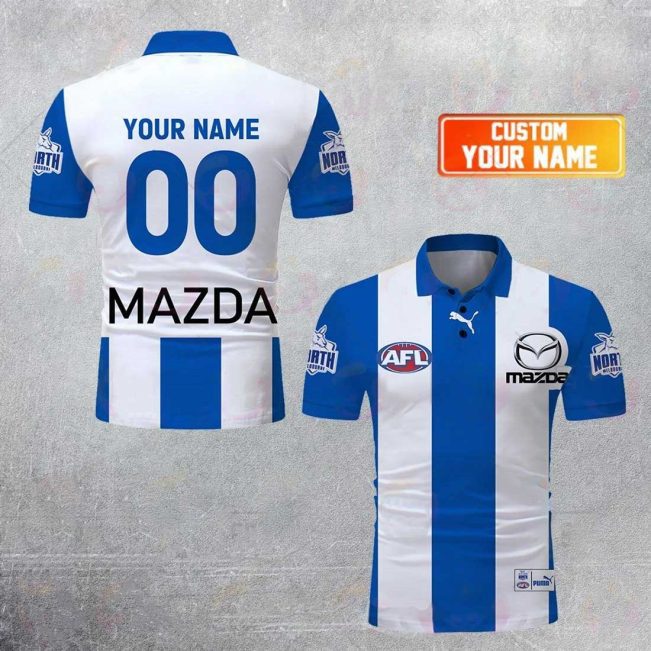 AFL North Melbourne Kangaroos Custom Name Number 2023 Home Guernsey Polo Shirt