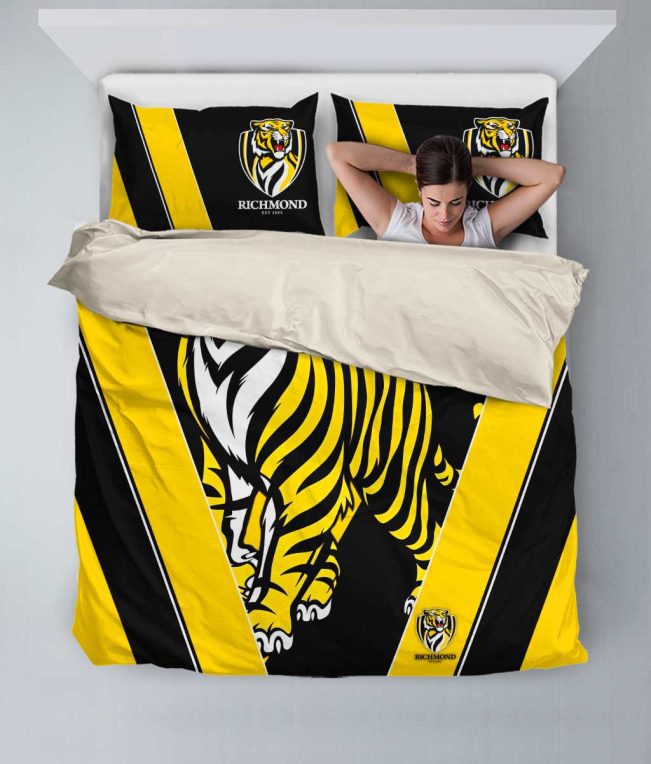 AFL Richmond Tigers Black Yellow Stripes  Bedding Set