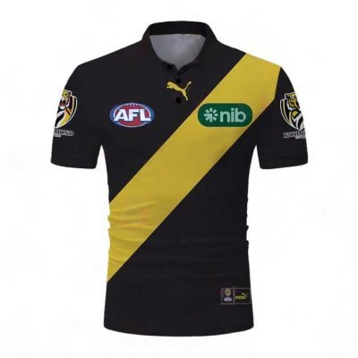 AFL Richmond Tigers Custom Name Number 2023 Home Guernsey Polo Shirt