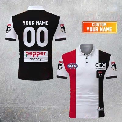 AFL St Kilda Saints Custom Name Number 2023 Guernsey Polo Shirt