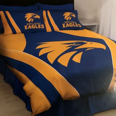AFL West Coast Eagles Royal Blue Gold Stripes  Bedding Set