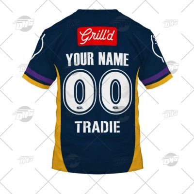 NRL Melbourne Storm Custom Name Number 2022 Warm Up Jersey T-Shirt
