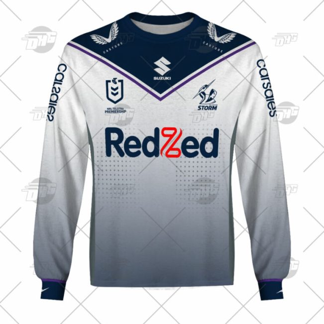 NRL Melbourne Storm Custom Name Number 2022 Away Jersey Sweatshirt