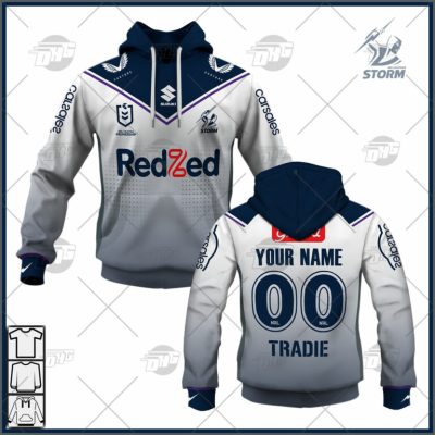 NRL Melbourne Storm Custom Name Number 2022 Away Jersey Pullover Hoodie