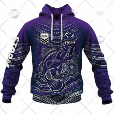 NRL Melbourne Storm Custom Name Number 2022 Indigenous Fishing Jersey Pullover Hoodie