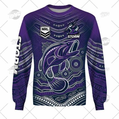 NRL Melbourne Storm Custom Name Number 2022 Indigenous Fishing Jersey Sweatshirt