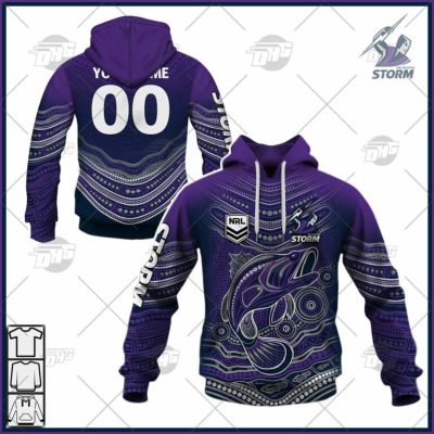 NRL Melbourne Storm Custom Name Number 2022 Indigenous Fishing Jersey Pullover Hoodie
