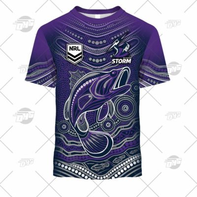 NRL Melbourne Storm Custom Name Number 2022 Indigenous Fishing Jersey T-Shirt