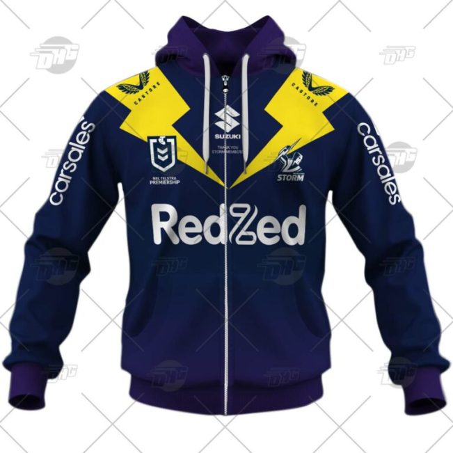 NRL Melbourne Storm Custom Name Number 2022 Alternate Jersey Zip Up Hoodie