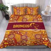 NRL Brisbane Broncos Maroon Gold Indigenous  Bedding Set V8