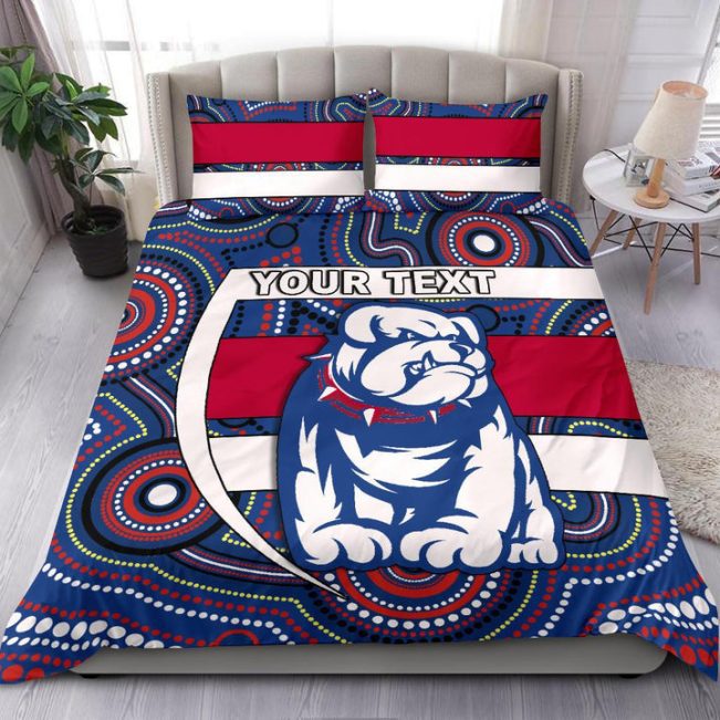AFL Western Bulldogs Custom Name Indigenous  Bedding Set