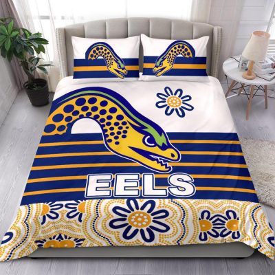 NRL Parramatta Eels Indigenous White Blue  Bedding Set