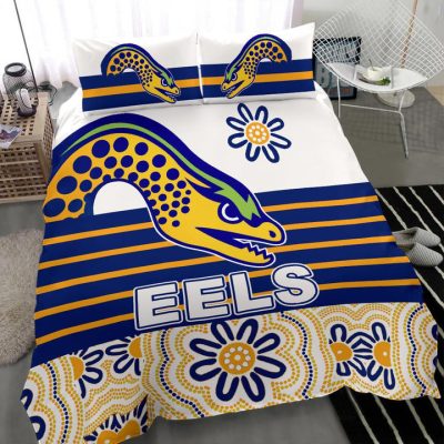 NRL Parramatta Eels Indigenous White Blue  Bedding Set