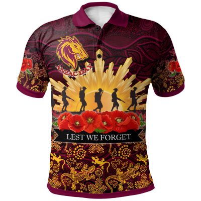 NRL Brisbane Broncos ANZAC Day Aboriginal Polo Shirt