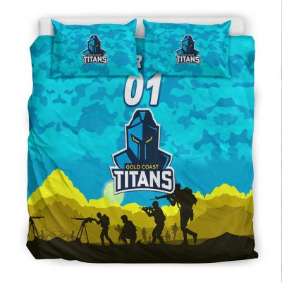 NRL Gold Coast Titans Custom Name Number ANZAC Day  Bedding Set