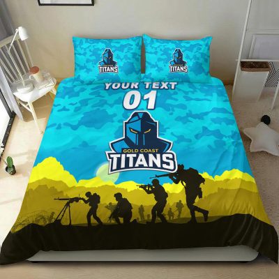 NRL Gold Coast Titans Custom Name Number ANZAC Day  Bedding Set