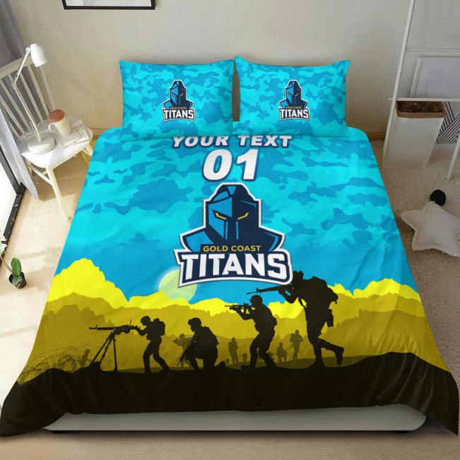 NRL Gold Coast Titans Custom Name Number ANZAC Day  Bedding Set