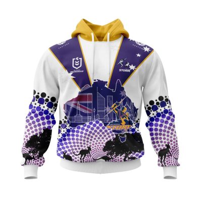 NRL Melbourne Storm Custom Name Number Australia?s Day Pullover Hoodie