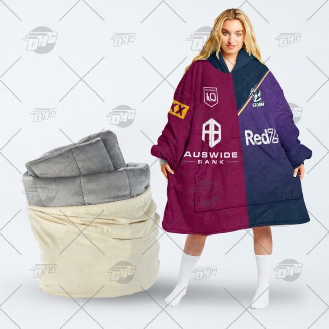 NRL Melbourne Storm Custom Name Number 2022 Half Jersey Fleece Oodie