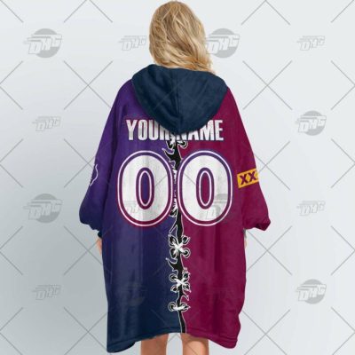 NRL Melbourne Storm Custom Name Number 2022 Half Jersey Fleece Oodie V2