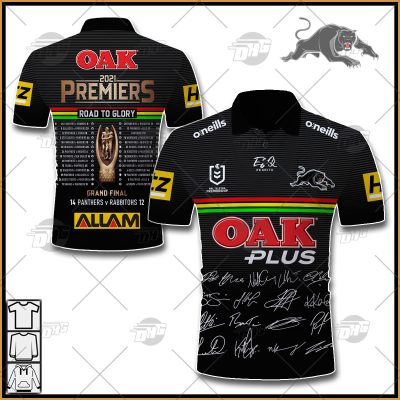 NRL Penrith Panthers Premiers 2021 Team Signatures Polo Shirt