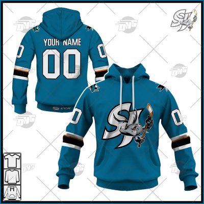 Customized AHL San Jose Barracuda Premier Teal Jersey