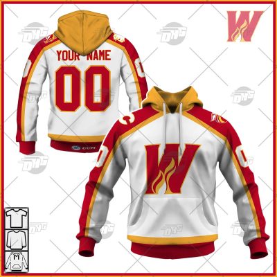 Customized AHL Calgary Wranglers Premier Jersey White