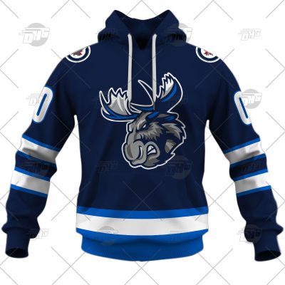 Customized AHL Manitoba Moose Premier Jersey Navy