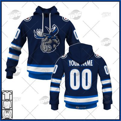 Customized AHL Manitoba Moose Premier Jersey Navy