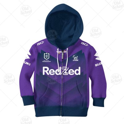 NRL Melbourne Storm 2020 Official Home Jersey Kids Zip Up Hoodie