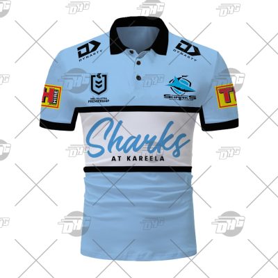 NRL Cronulla-Sutherland Sharks Custom Name Number 2021 Home Jersey Polo Shirt