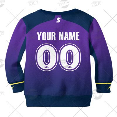 NRL Melbourne Storm Custom Name Number 2021 Home Jersey Kids Sweatshirt