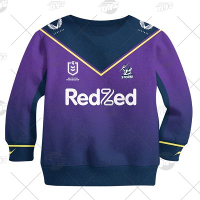 NRL Melbourne Storm Custom Name Number 2021 Home Jersey Kids Sweatshirt