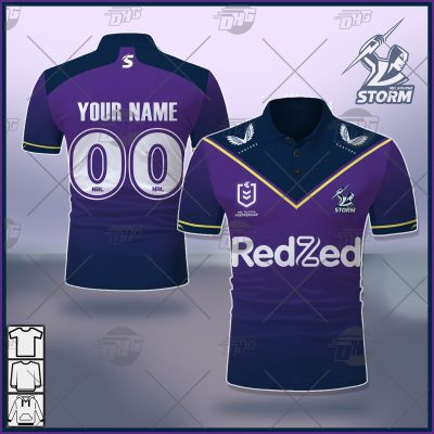 NRL Melbourne Storm Custom Name Number 2021 Home Jersey Polo Shirt