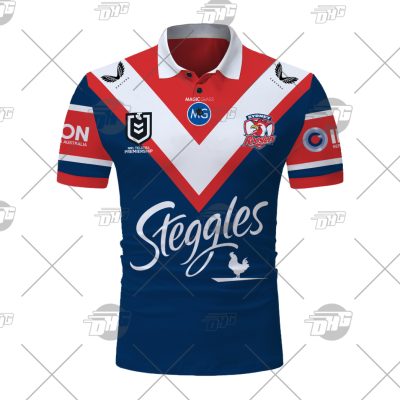 NRL Sydney Roosters Custom Name Number 2021 Home Jersey Polo Shirt