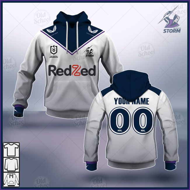 NRL Melbourne Storm Custom Name Number 2021 Away Jersey Pullover Hoodie