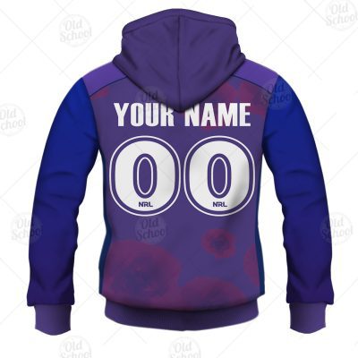 NRL Melbourne Storm Custom Name Number 2021 ANZAC Jersey Pullover Hoodie