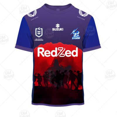 NRL Melbourne Storm Custom Name Number 2021 ANZAC Jersey T-Shirt