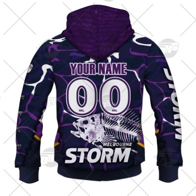 NRL Melbourne Storm Custom Name Number 2021 Fishing Pullover Hoodie