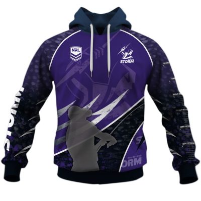NRL Melbourne Storm Custom Name Number Fishing T59 Pullover Hoodie