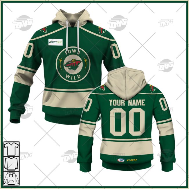 Personalise AHL CCM Quicklite Iowa Wild Green Jersey