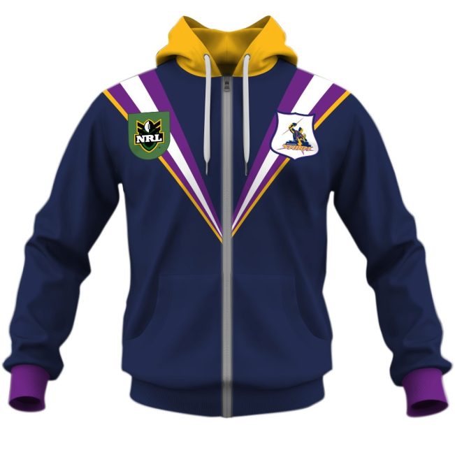 NRL Melbourne Storm Custom Name Number 1998 Vintage Retro Heritage Jersey Zip Up Hoodie
