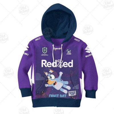 NRL Melbourne Storm Custom Name Number x Bluey Jersey 2020 Kids Pullover Hoodie