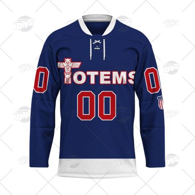 Personalize Vintage AHL SEATTLE TOTEMS 1960 blue hockey Retro Jersey