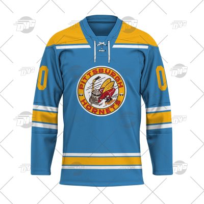 Personalize Vintage AHL Pittsburgh Hornets 1960 vintage Blue Retro Jersey