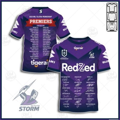 NRL Melbourne Storm Custom Name Number 2020 Premiers Signature Jersey T-Shirt